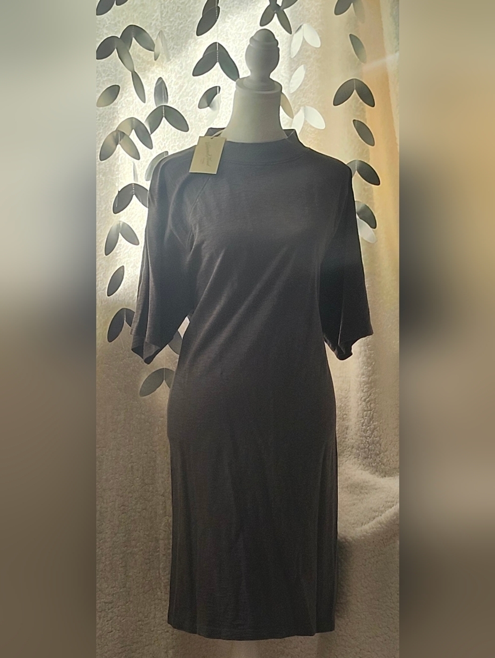 Classic Drak Grey Midi Dress with Short Sleeves